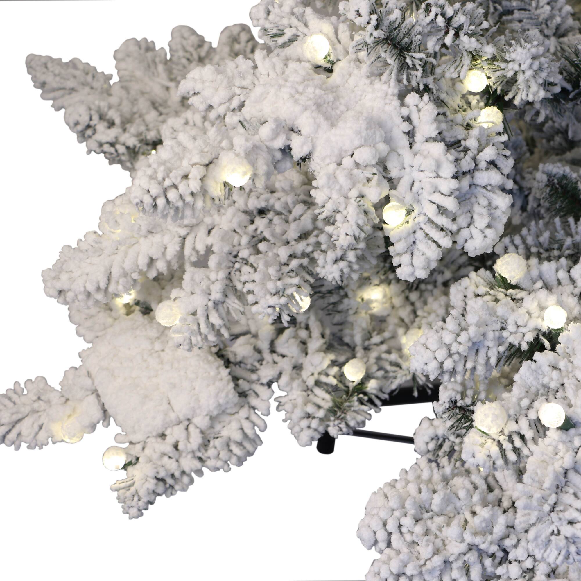 6.5 ft Pre-Lit Flocked Whistler Artificial Pine Tree, Warm White LED Lights